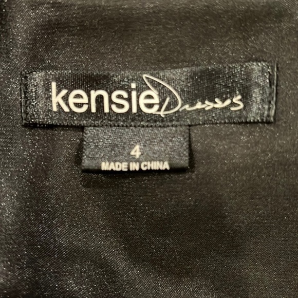 KENSIE 100% silk dress paisley chiffon ruffle fit and flare gray purple black - Picture 2 of 11